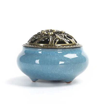 Fashion Lucky Home Decoration for Incense Black Glaze Disc Censer Ceramic Incense Burner Incense Seat Indoor Household