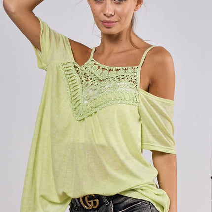 BiBi Front Crochet Lace Adjustable Strap Top