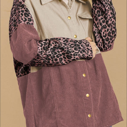 High-Low Leopard Snap Down Shacket