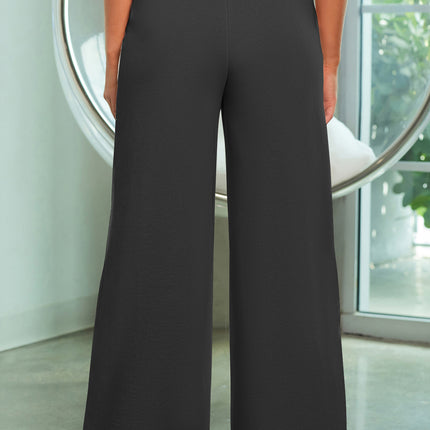 Drawstring Wide Leg Pants with Pockets