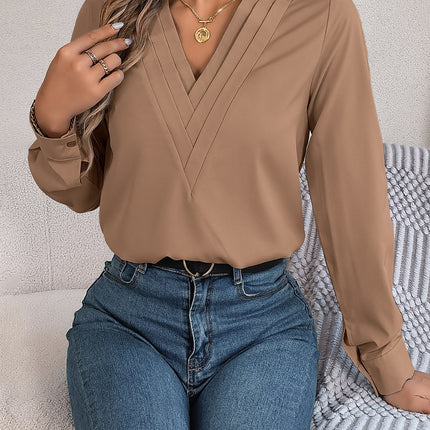 V-Neck Long Sleeve Blouse