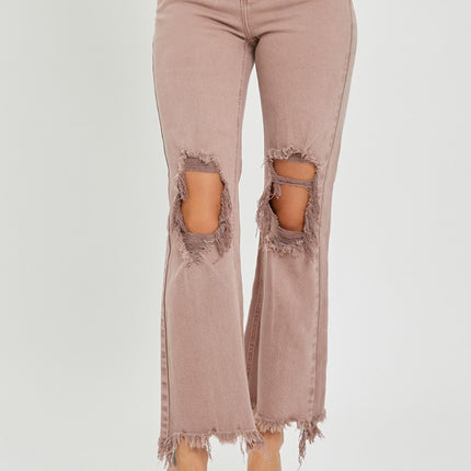 RISEN Distressed Ankle Bootcut Jeans