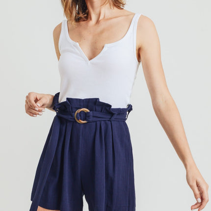 Cotton Bleu by Nu Label Buckle Belt Cotton Linen Shorts