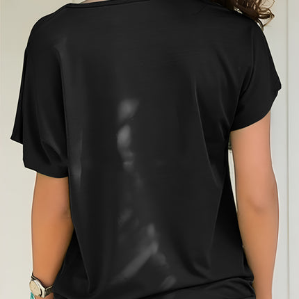 Asymmetrical Neck Short Sleeve T-Shirt