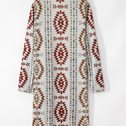 Geometric Open Front Long Sleeve Cover Up - Vickie Lynn's