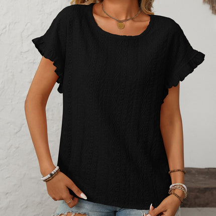 Mandy Eyelet Round Neck Short Sleeve Top