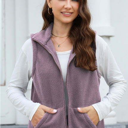 Zip Up Vest Coat with Pockets