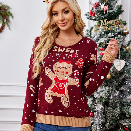 Gingerbread Round Neck Long Sleeve Sweater