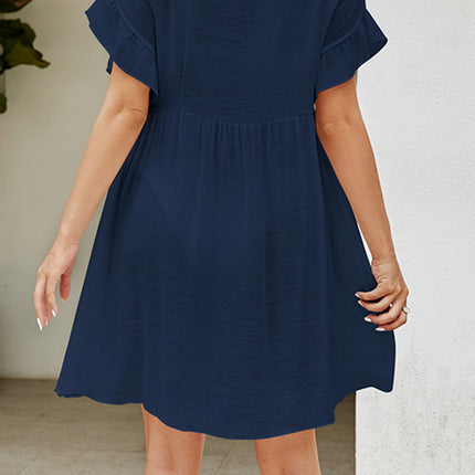 V-Neck Flounce Sleeve Cover-Up Dress