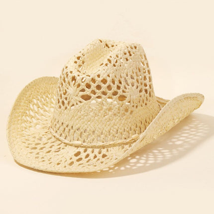 Fame Straw Weave Rope Ribbon Cowboy Hat