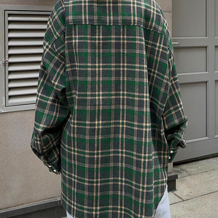 Pocketed Plaid Button Up Shacket