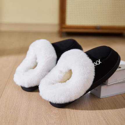 Fluff Trim Round Toe Flat Slippers