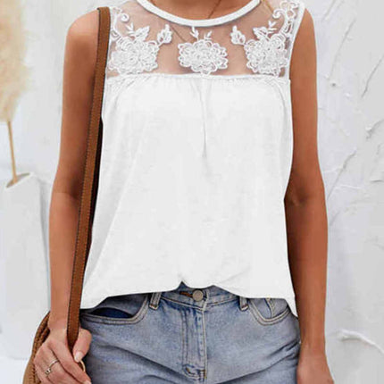 Lace Detail Round Neck Tank