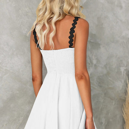 Contrast Trim Square Neck Mini Dress