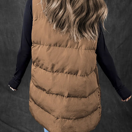 Pocketed Zip Up Vest Coat