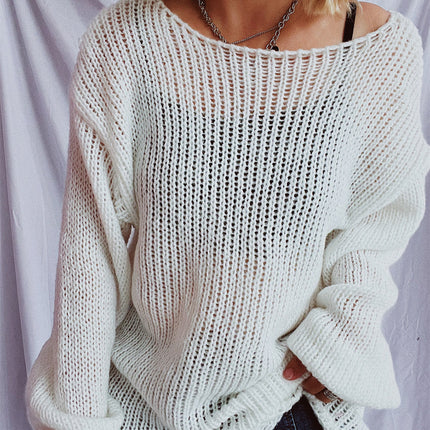 Boat Neck Dropped Shoulder Sweater