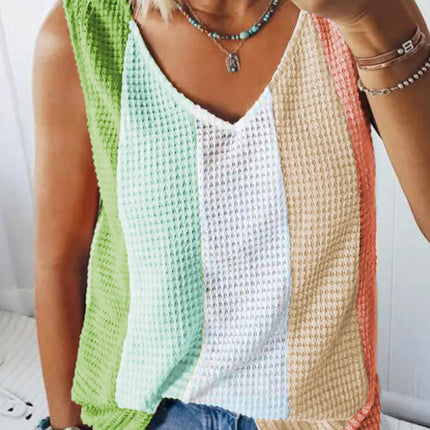 Color Block V-Neck Tank Top