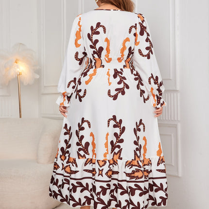 Honey Plus Size Printed Surplice Flounce Sleeve Dress