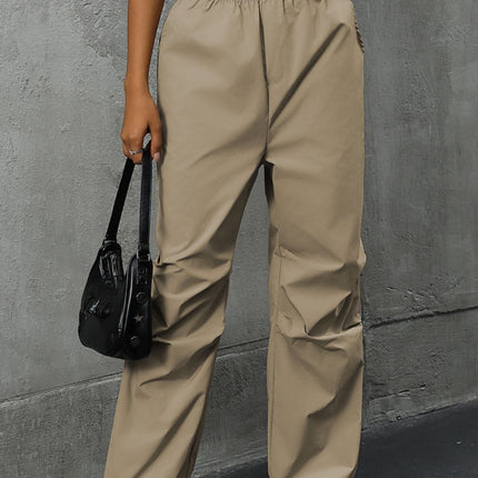 Pocketed Elastic Waist Pants