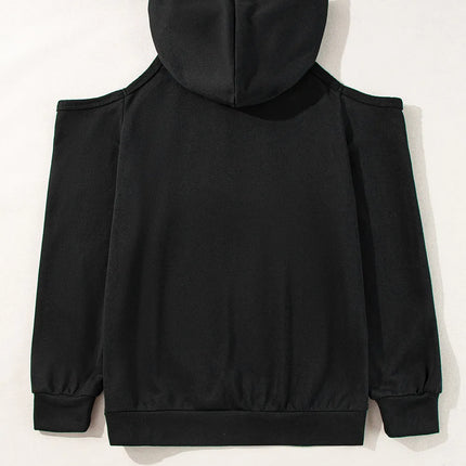 Cold Shoulder Long Sleeve Hoodie