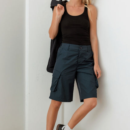 Tasha Apparel Navy Cargo Bermuda Shorts