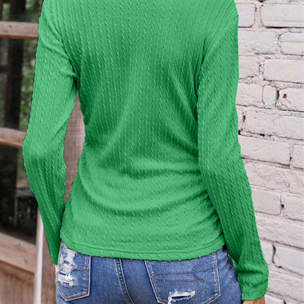 Full Size Ruched V-Neck Long Sleeve T-Shirt