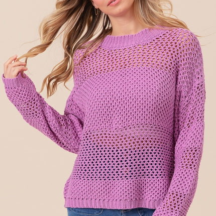 BiBi Openwork Long Sleeve Knit Top