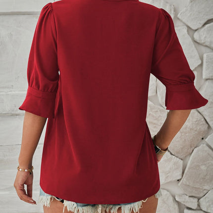 Notched Half Sleeve T-Shirt