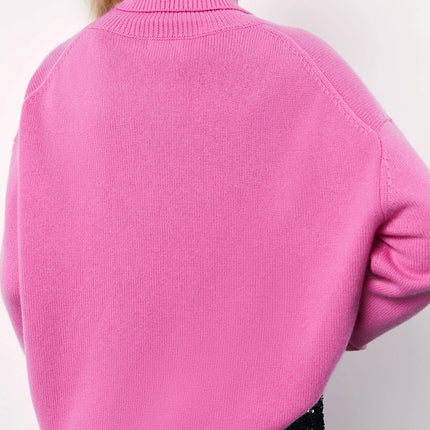 Basic Bae Turtleneck Long Sleeve Dropped Shoulder Sweater