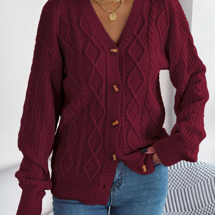 Cable-Knit Long Sleeve Cardigan