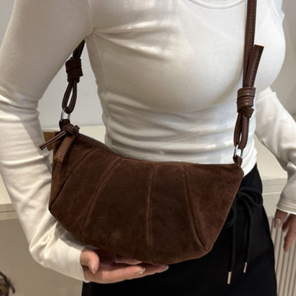 Suede Croissant Shape Shoulder Bag