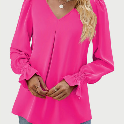 V-Neck Flounce Sleeve Top