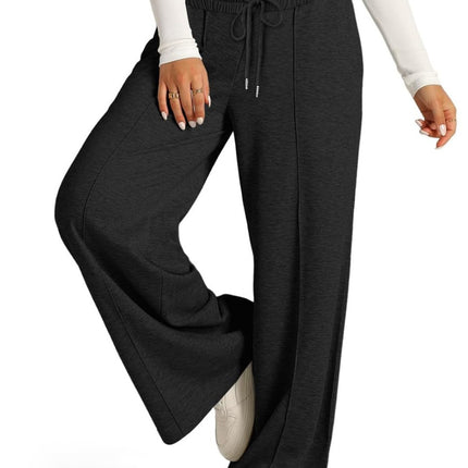 Drawstring Elastic Waist Wide Leg Pants