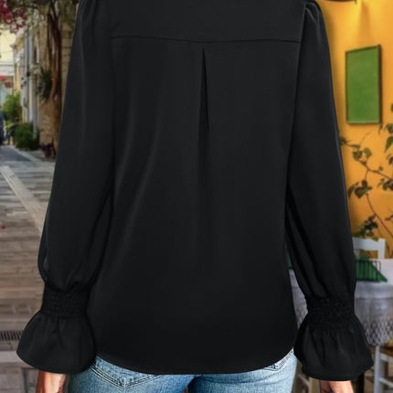 V-Neck Flounce Sleeve Blouse