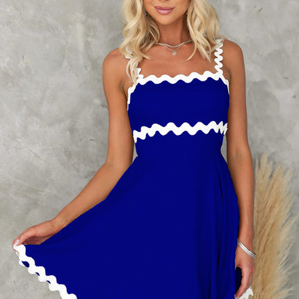 Contrast Trim Square Neck Mini Dress