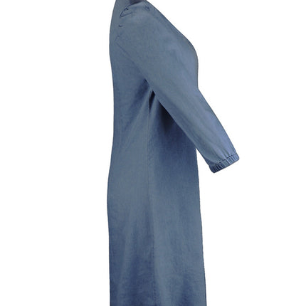 Full Size V-Neck Half Sleeve Denim Dress - Vickie Lynn's