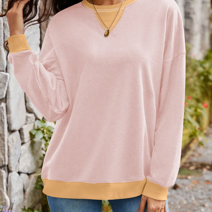 Lovelet Contrast Round Neck Long Sleeve Sweatshirt