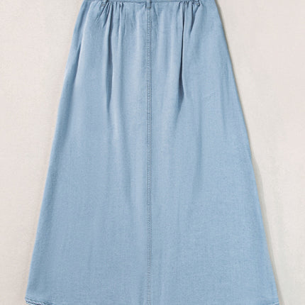 Snap Down High Waist Denim Skirt