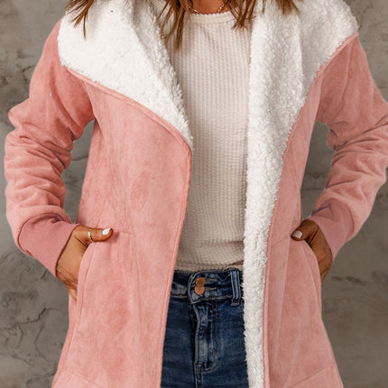 Open Front Long Sleeve Sherpa Jacket