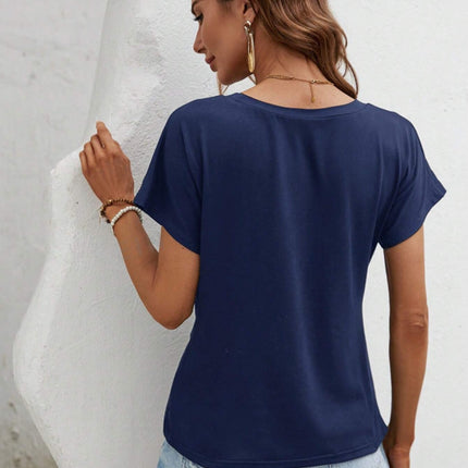 Asymmetric Hem Round Neck T-Shirt