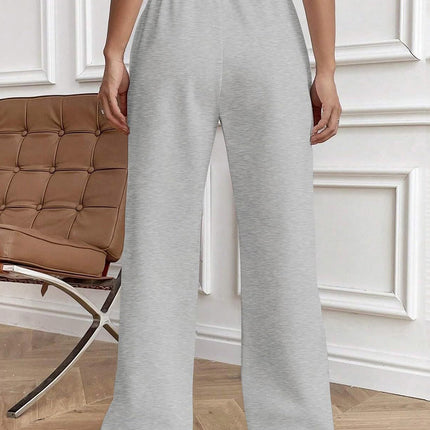 Drawstring Elastic Waist Pants with Pockets