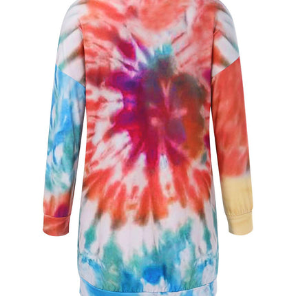 Full Size Tie-Dye Round Neck Long Sleeve Dress