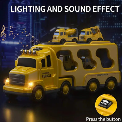 TEMI Diecast Carrier Truck Toys Cars Engineering  Vehicles  Excavator Bulldozer Truck Model Sets Kids Educational Boys For Toys
