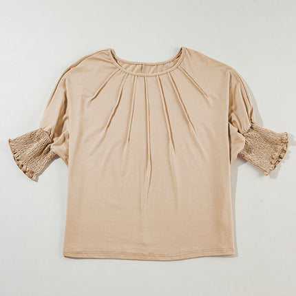 Round Neck Smocked Half Sleeve Top