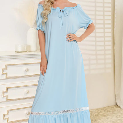 Lace Detail Short Sleeve Lounge Dress