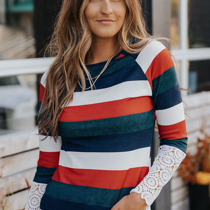 Double Take Striped Round Neck Raglan Sleeve Tee