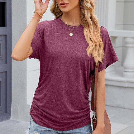 Round Neck Flutter Sleeve T-Shirt