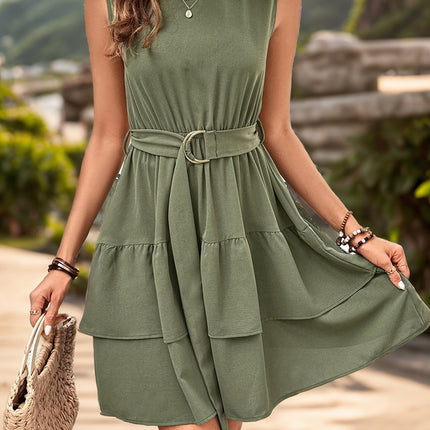 Layered Round Neck Sleeveless Mini Dress