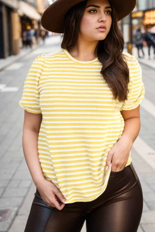 Plus Size Striped Round Neck T-Shirt