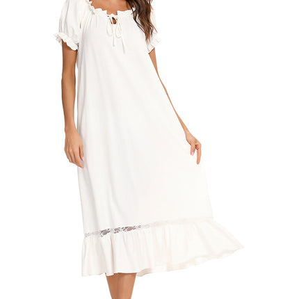 Lace Detail Short Sleeve Lounge Dress